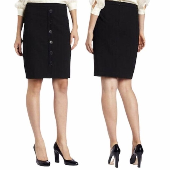Trina Turk black button down skirt with lace embellishment size 8 - Picture 1 of 11